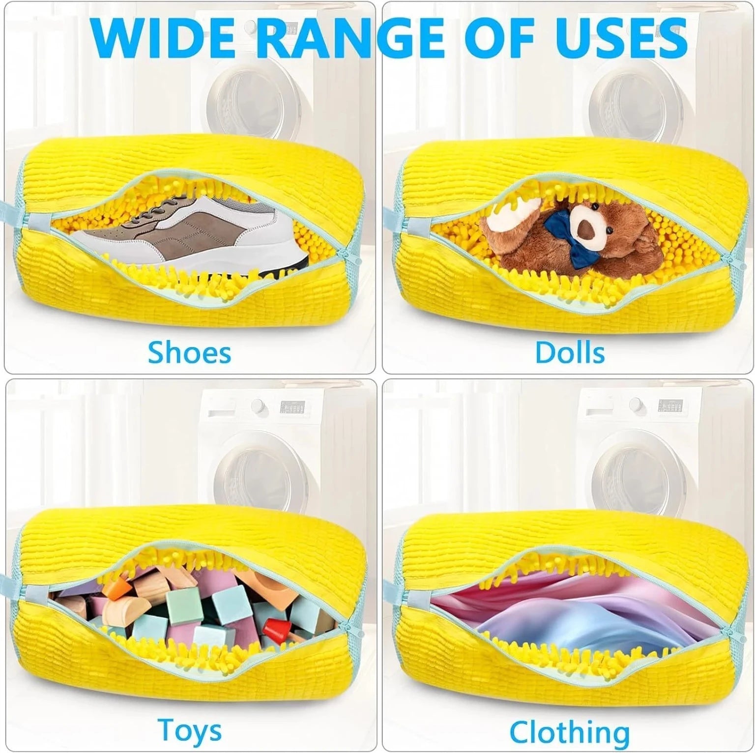Shoe Washing Machine Bag, Polyester Laundry Bag with Invisible Side Zipper – 360° Cleaning Shoe Laundry Organizer for Sneakers, Trainers, Delicates, Toys & Washer Dryer Use