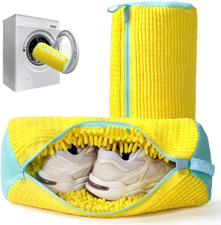 Shoe Washing Machine Bag, Polyester Laundry Bag with Invisible Side Zipper – 360° Cleaning Shoe Laundry Organizer for Sneakers, Trainers, Delicates, Toys & Washer Dryer Use