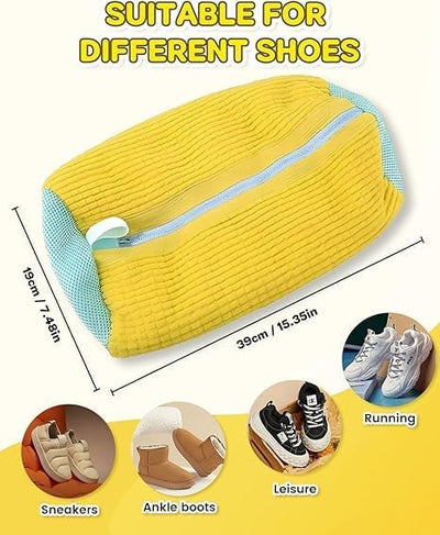 Shoe Washing Machine Bag, Polyester Laundry Bag with Invisible Side Zipper – 360° Cleaning Shoe Laundry Organizer for Sneakers, Trainers, Delicates, Toys & Washer Dryer Use